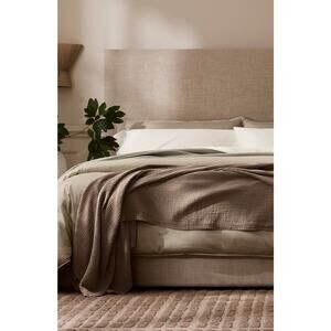 Boll & Branch Dream Bed Blanket 100% Organic Cotton Walnut Brown K/CK $349‎
